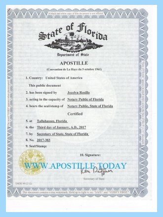 Apostille USA, Florida